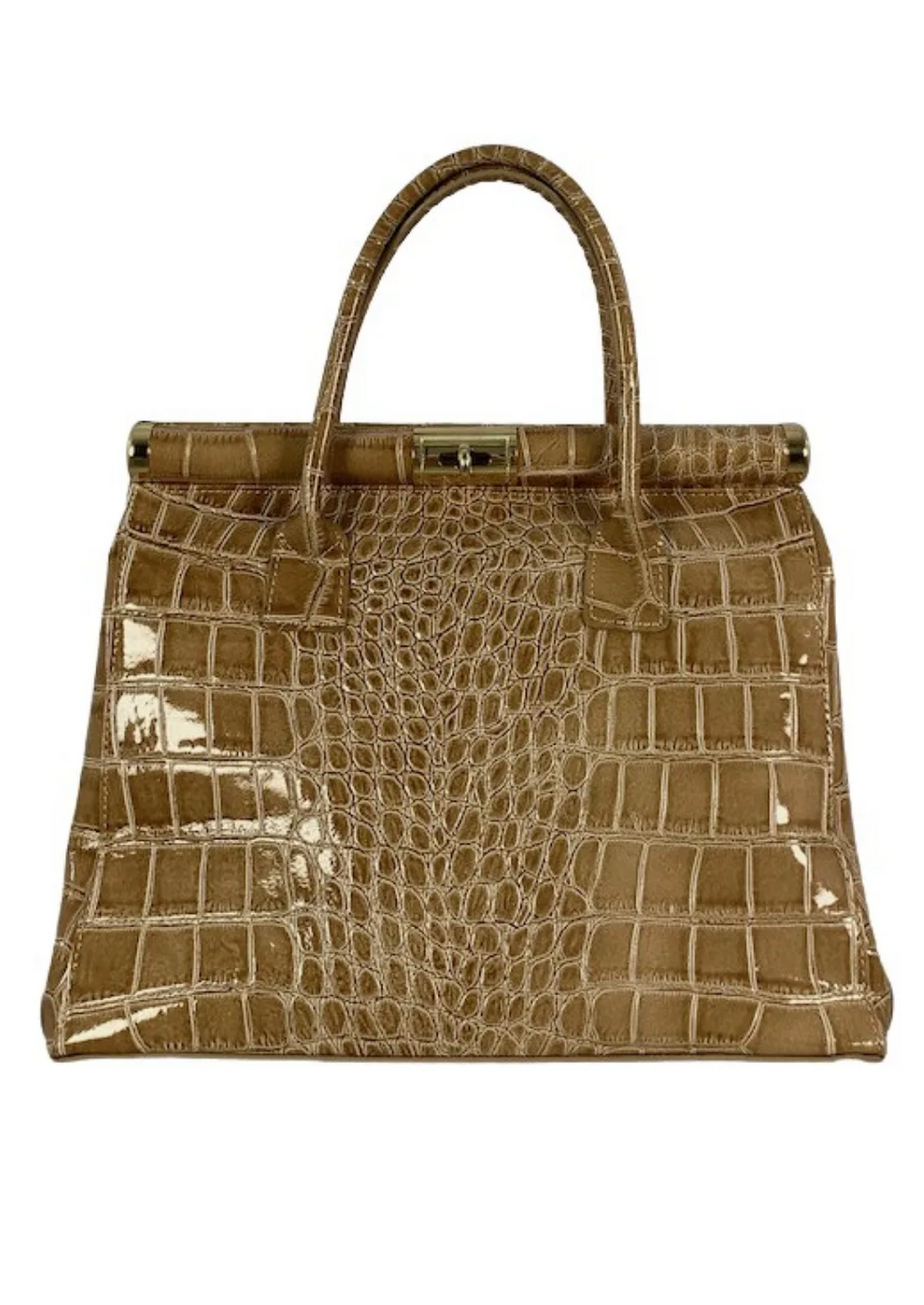 [SOLD] Unsigned Vintage Camel Leather Handbag